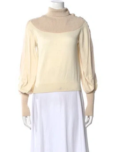 Pre-owned Chloé Wool Turtleneck Sweater In Neutral