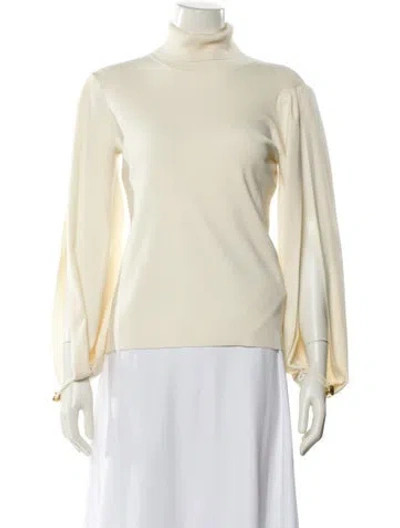 Pre-owned Chloé Wool Turtleneck Top In Neutral