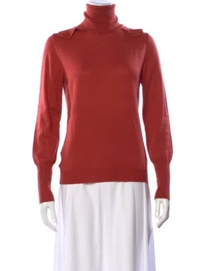 Pre-owned Chloé Wool Turtleneck Top In Orange