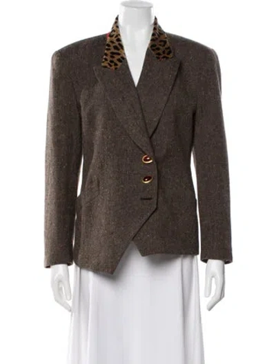 Pre-owned Chloé Wool Tweed Pattern Blazer In Brown