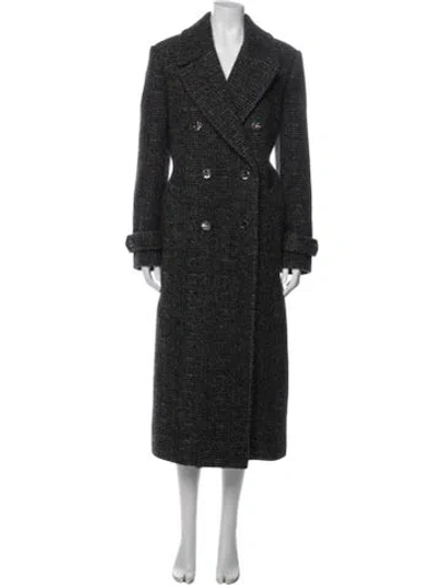 Pre-owned Chloé Wool Tweed Pattern Coat W/ Tags In Black