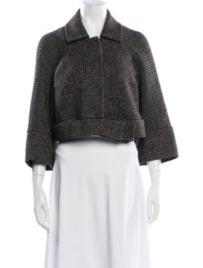 Pre-owned Chloé Wool Tweed Pattern Jacket In Brown