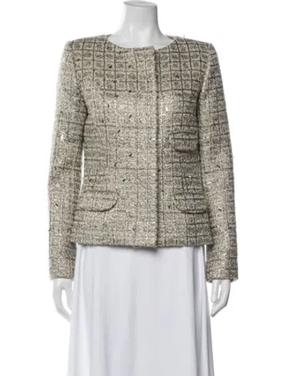 Pre-owned Chloé Wool Tweed Pattern Jacket In Neutral