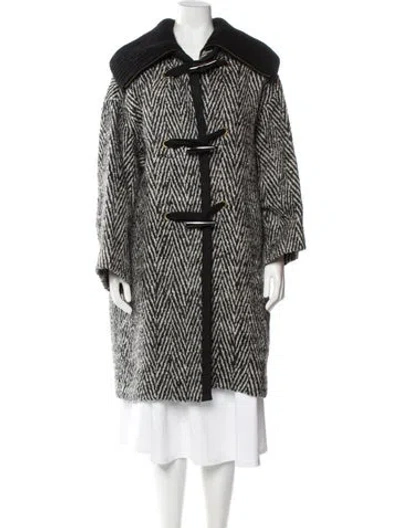 Pre-owned Chloé Wool Tweed Pattern Trench Coat In Multi