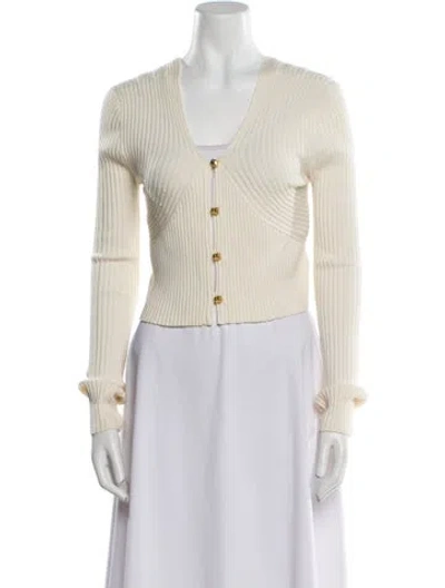 Pre-owned Chloé Wool V-neck Button-up Top In Neutral