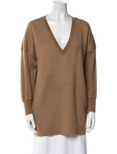 Pre-owned Chloé Wool V-neck Sweater In Brown