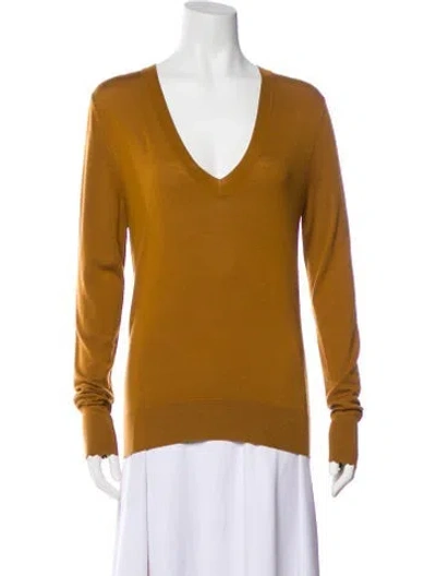 Pre-owned Chloé Wool V-neck Sweater In Brown