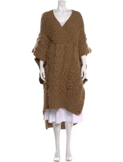 Pre-owned Chloé Wool V-neck Sweater In Brown