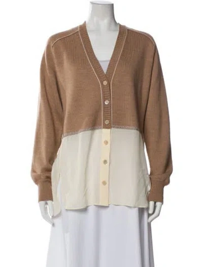 Pre-owned Chloé Wool V-neck Sweater In Brown