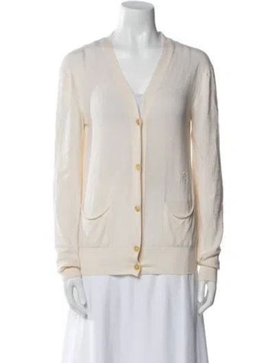 Pre-owned Chloé Wool V-neck Sweater In Neutral