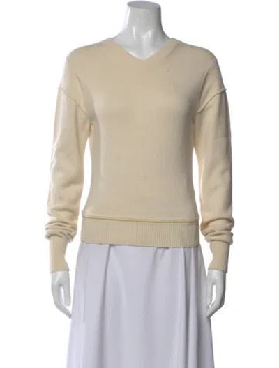 Pre-owned Chloé Wool V-neck Sweater In Neutral