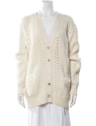 Pre-owned Chloé Wool V-neck Sweater In Neutral