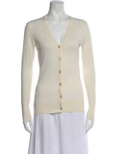 Pre-owned Chloé Wool V-neck Sweater In Neutral