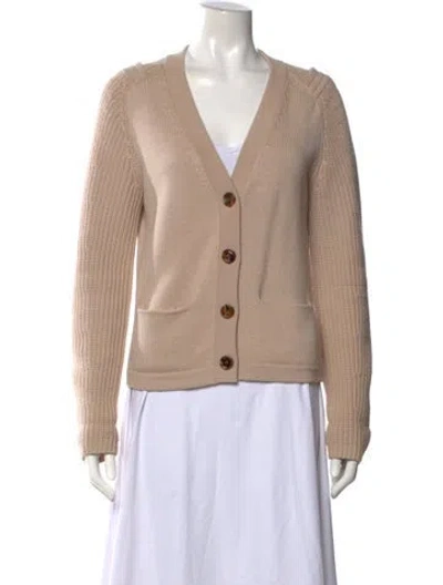 Pre-owned Chloé Wool V-neck Sweater In Neutral