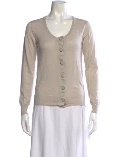 Pre-owned Chloé Wool V-neck Sweater In Neutrals