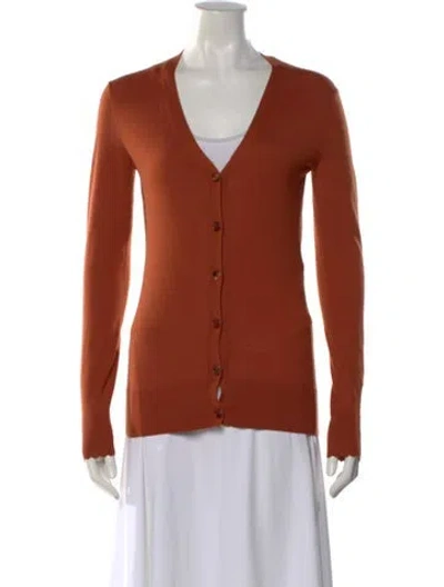 Pre-owned Chloé Wool V-neck Sweater In Orange