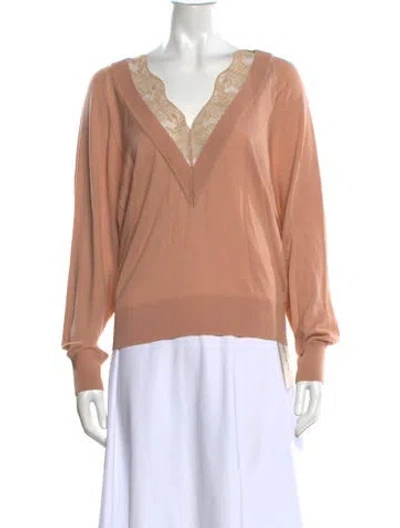 Pre-owned Chloé Wool V-neck Sweater In Pink