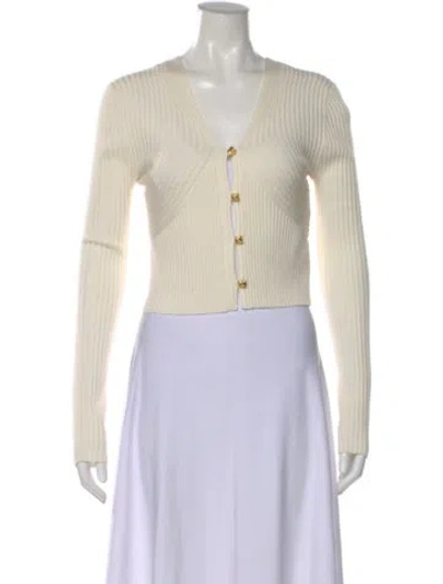 Pre-owned Chloé Wool V-neck Sweater W/ Tags In Neutral