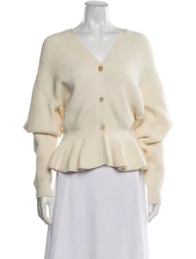 Pre-owned Chloé Wool V-neck Sweater W/ Tags In Neutral