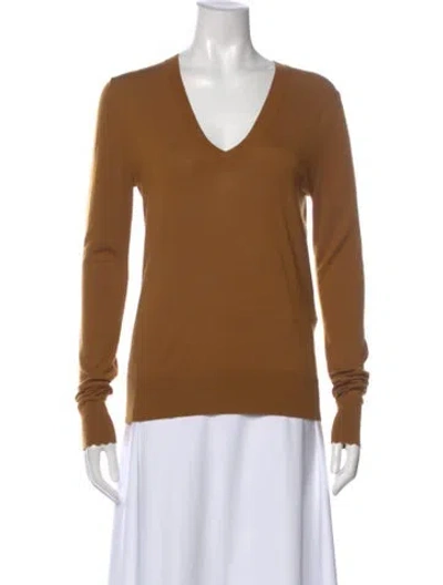 Pre-owned Chloé Wool V-neck Top In Brown