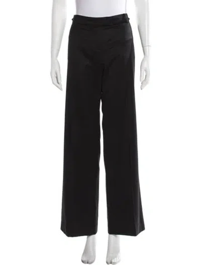Pre-owned Chloé Wool Wide Leg Pants In Black