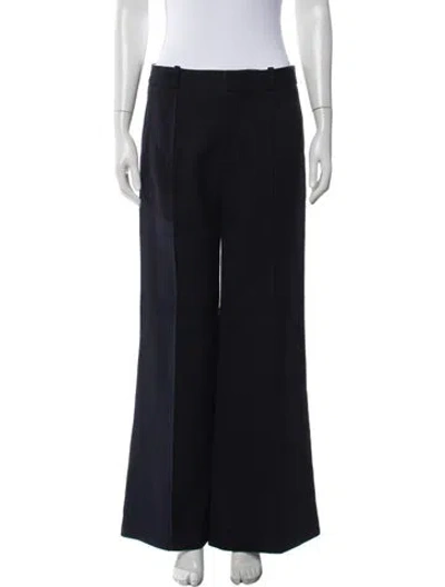 Pre-owned Chloé Wool Wide Leg Pants In Blue