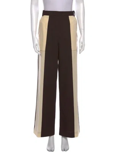 Pre-owned Chloé Wool Wide Leg Pants In Brown