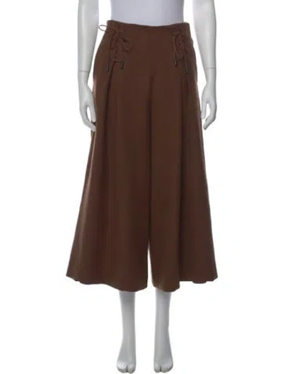 Pre-owned Chloé Wool Wide Leg Pants In Brown