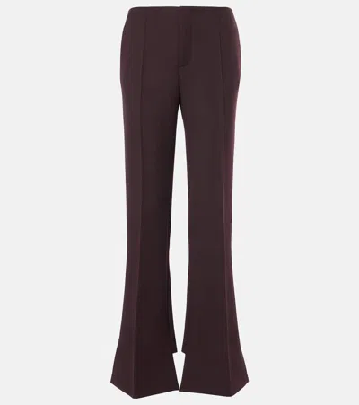 Chloé Brushed Wool Slim-leg Pants In Brown