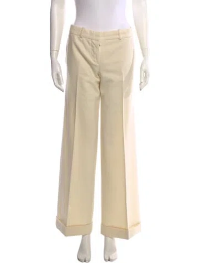 Pre-owned Chloé Wool Wide Leg Pants In Neutral