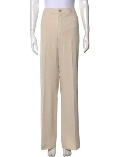 Pre-owned Chloé Wool Wide Leg Pants In Neutral