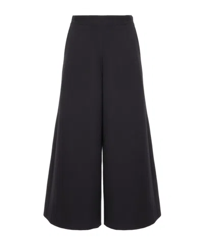 Chloé Wool Wide-leg Casual Pants In Black