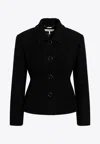 Chloé Chic Virgin Wool Stretch Jacket With Soft Cotton-viscose Lining In Black