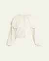 Chloé Cropped Ruffled Pointelle-knit Wool And Cashmere-blend Cardigan In White
