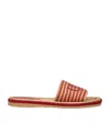 Chloé Womens Pink Striped Raffia Flat Sandals Eur 39 / 6 Uk In Multi