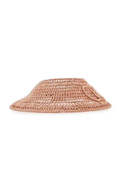 Chloé Woven Raffia Visor In Brown