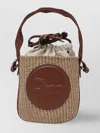 Chloé Mini Horse Medal Basket Bag In Natural Fibres Brown Size Onesize 100% Paper Yarn, Calf-skin Leather