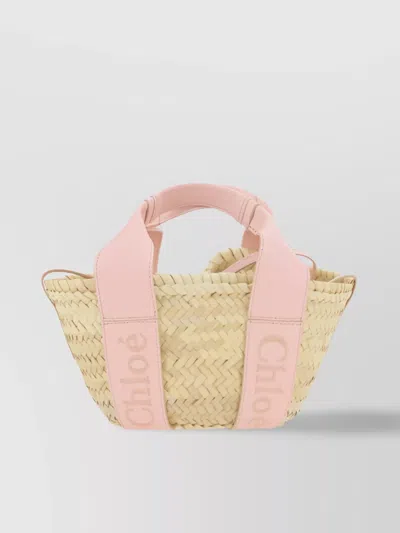 Chloé Woven Texture Tote Bag In Pink
