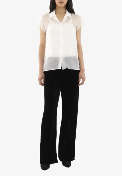 Chloé X Atelier Jolie Short-sleeved Silk Shirt In White