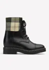 Chloé X Barbour Checked Combat Boots In Black