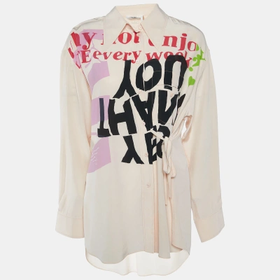 Pre-owned Chloé X Corita Kent Pansy Pink Slogan Print Silk Shirt M