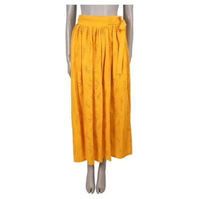 Pre-owned Chloé Chloe X Eres Yellow Cotton 2023 Paloma Madeira Embroidered Maxi Skirt S