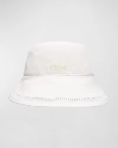 Chloé X High Summer Logo Embroidered Bucket Hat In Vanilla Ice