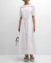 CHLOÉ X HIGH SUMMER POPLIN MAXI DRESS WITH NETTED DETAILING