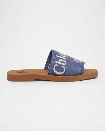Chloé X High Summer Woody Embroidered Logo Flat Sandals