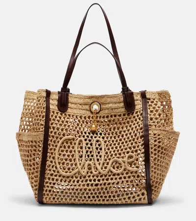 Chloé X Made For A Woman  Iconic Raffia Shoulder Bag In Sand