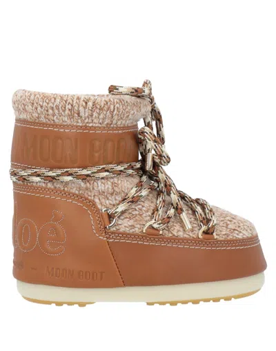 Chloé X Moon Boot Ankle Boots In Beige