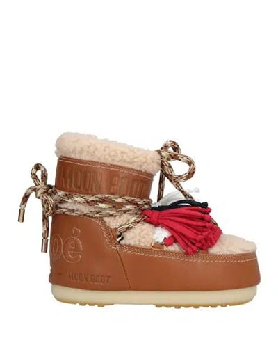 Chloé X Moon Boot Woman Ankle Boots Tan Size 6-7 Shearling In Brown