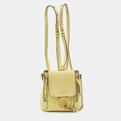 Pre-owned Chloé Yellow Leather And Suede Mini Faye Daye Backpack