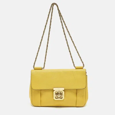 Pre-owned Chloé Yellow Leather Medium Elsie Shoulder Bag